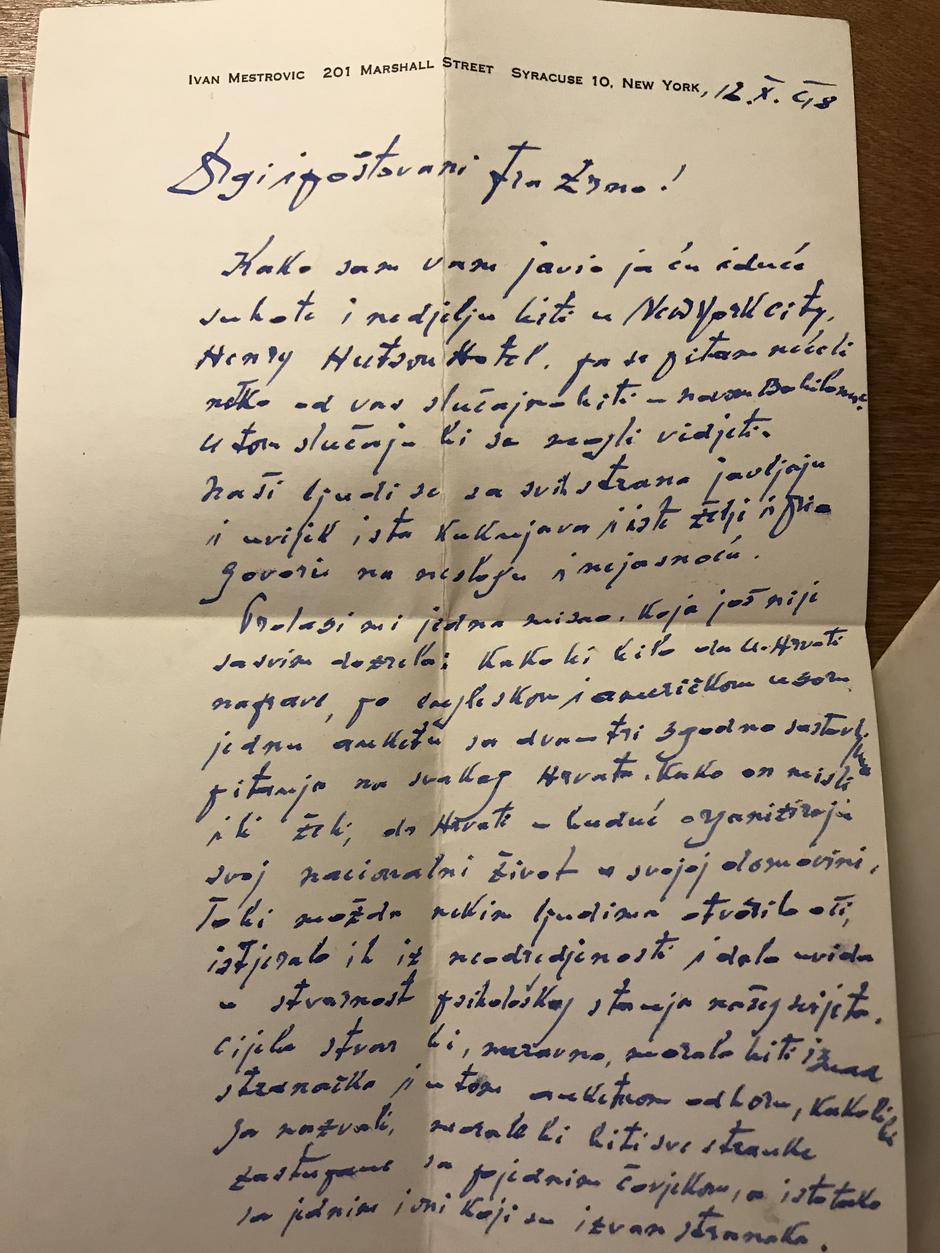 Pismo Ivana Meštrovića